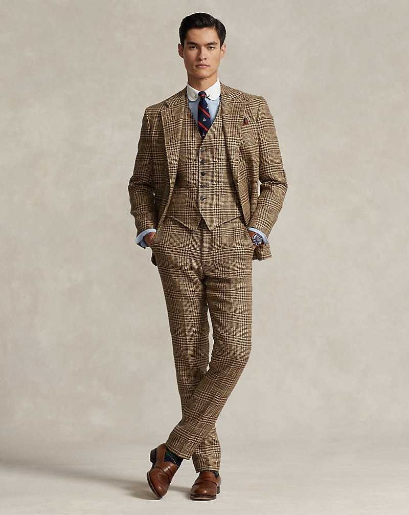Blazers Ralph Lauren The RL67 Plaid Linen-Silk Hombre Sage/Tan/Brown Multi | AIMYSLN-38 - vista 3