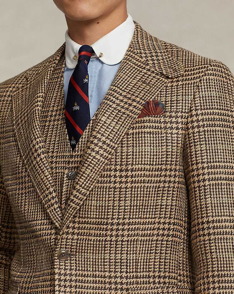 Blazers Ralph Lauren The RL67 Plaid Linen-Silk Hombre Sage/Tan/Brown Multi | AIMYSLN-38 - vista 5