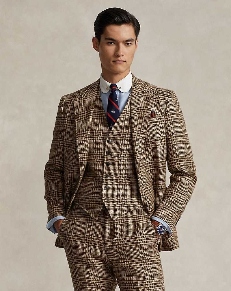Blazers Ralph Lauren The RL67 Plaid Linen-Silk Hombre Sage/Tan/Brown Multi | AIMYSLN-38 - vista 1