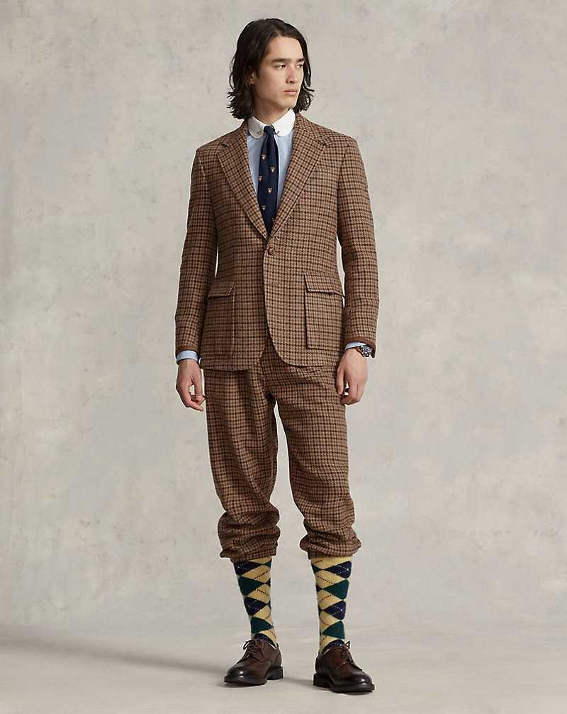 Blazers Ralph Lauren The RL67 Plaid Wool Hombre Brown/Tan | UKFSVHW-23 - vista 3