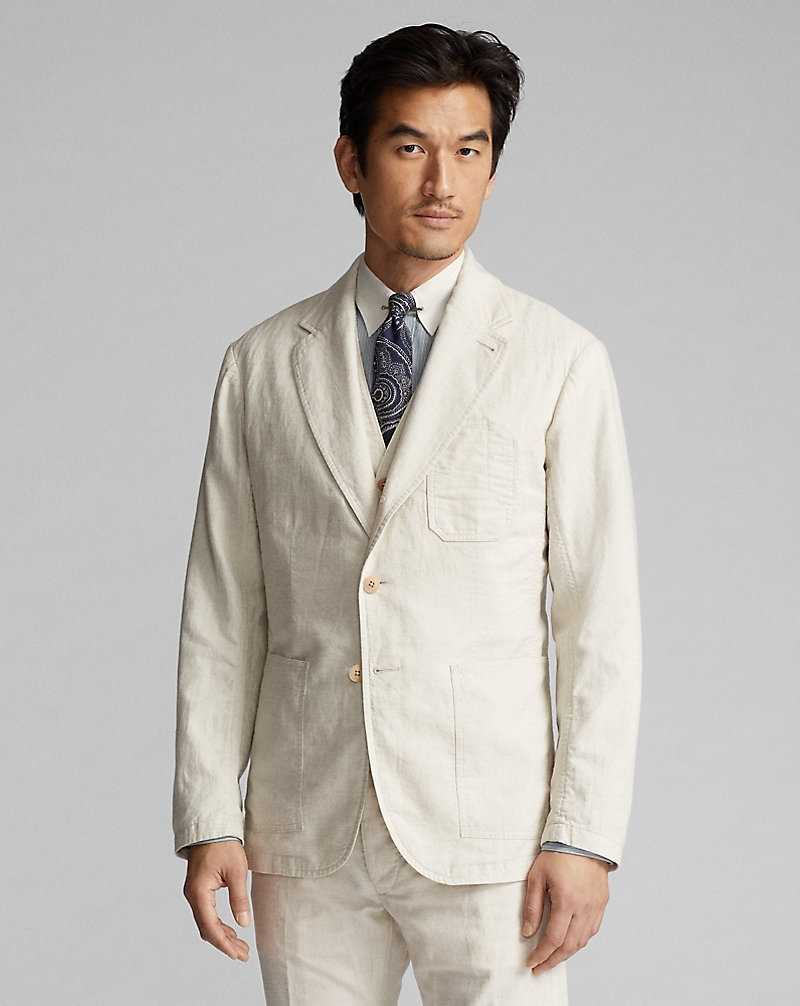 Blazers Ralph Lauren Unconstructed Cotton-Linen Sport Hombre Creme | TGEYDHO-50 - vista 2