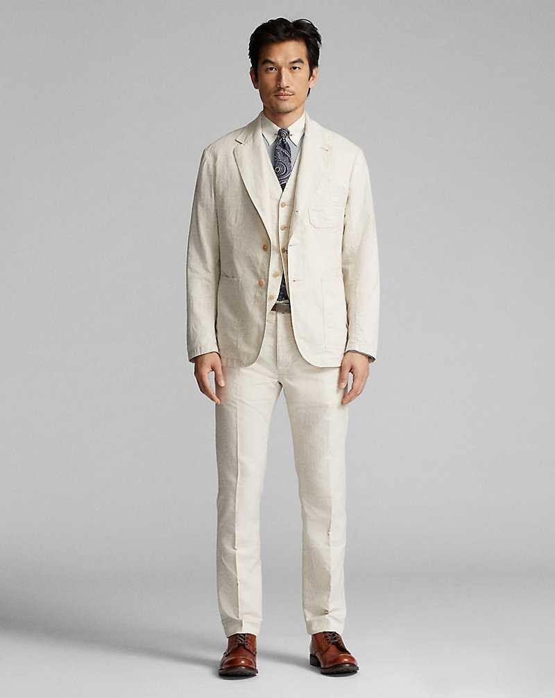 Blazers Ralph Lauren Unconstructed Cotton-Linen Sport Hombre Creme | TGEYDHO-50 - vista 3