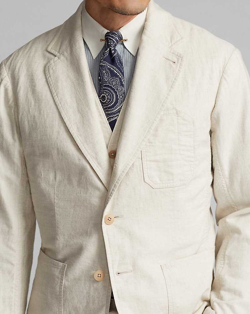 Blazers Ralph Lauren Unconstructed Cotton-Linen Sport Hombre Creme | TGEYDHO-50 - vista 5