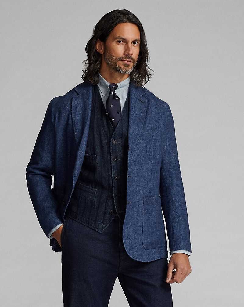 Blazers Ralph Lauren Unconstructed Linen Twill Sport Hombre Azules | BPQYVXM-14 - vista 2
