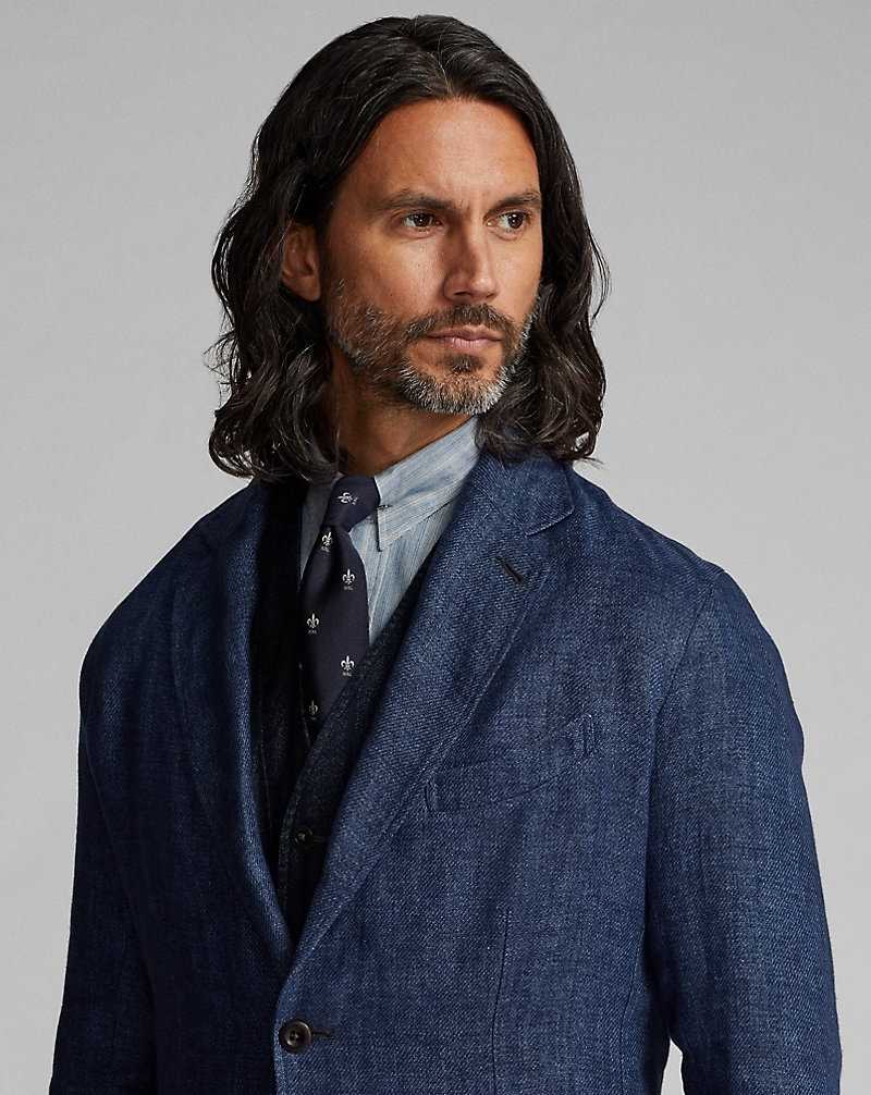 Blazers Ralph Lauren Unconstructed Linen Twill Sport Hombre Azules | BPQYVXM-14 - vista 5