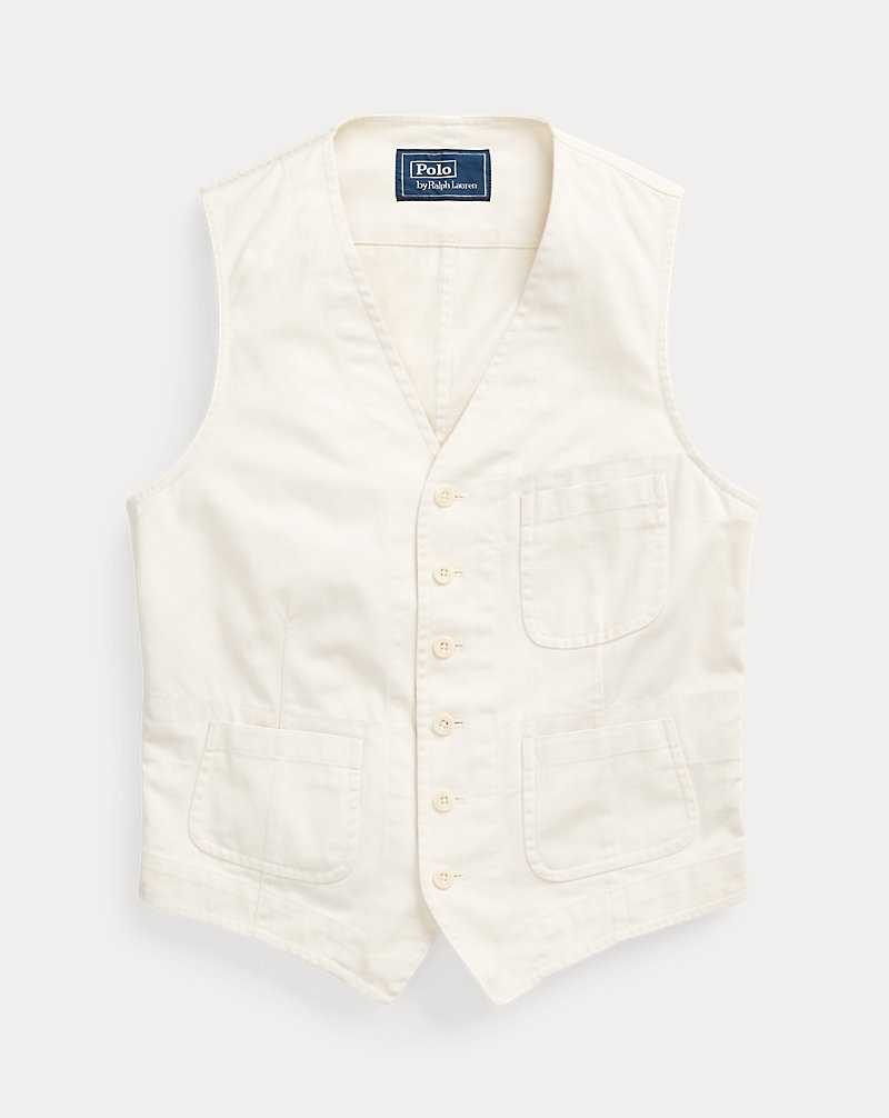 Blazers Ralph Lauren Washed Twill Waistcoat Hombre Creme | EIZOSTJ-89 - vista 2