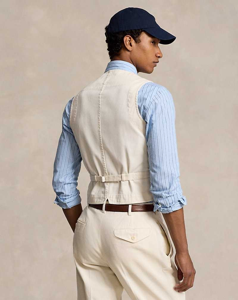 Blazers Ralph Lauren Washed Twill Waistcoat Hombre Creme | EIZOSTJ-89 - vista 4