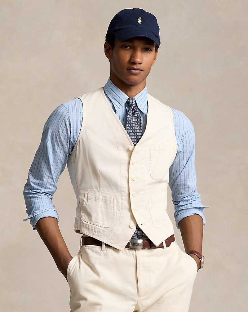 Blazers Ralph Lauren Washed Twill Waistcoat Hombre Creme | EIZOSTJ-89 - vista 1