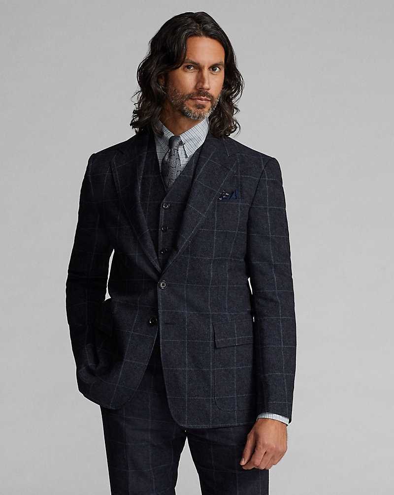 Blazers Ralph Lauren Windowpane Linen-Blend Hombre Navy/White | XQLUVHW-04 - vista 2