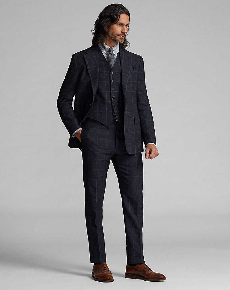 Blazers Ralph Lauren Windowpane Linen-Blend Hombre Navy/White | XQLUVHW-04 - vista 3