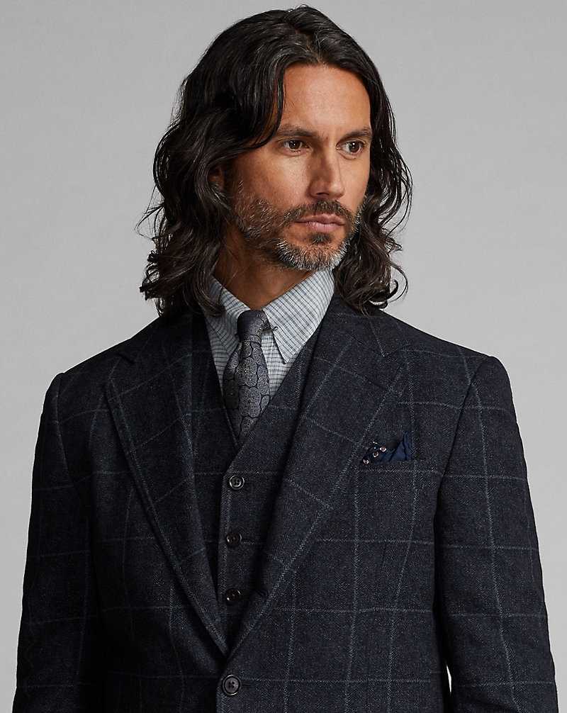 Blazers Ralph Lauren Windowpane Linen-Blend Hombre Navy/White | XQLUVHW-04 - vista 5