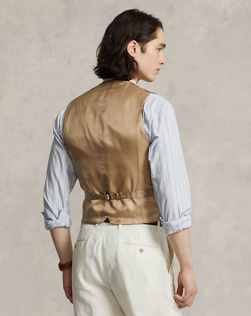 Blazers Ralph Lauren Wool Herringbone Tweed Waistcoat Hombre Negros Creme | XMVTQDP-26 - vista 4