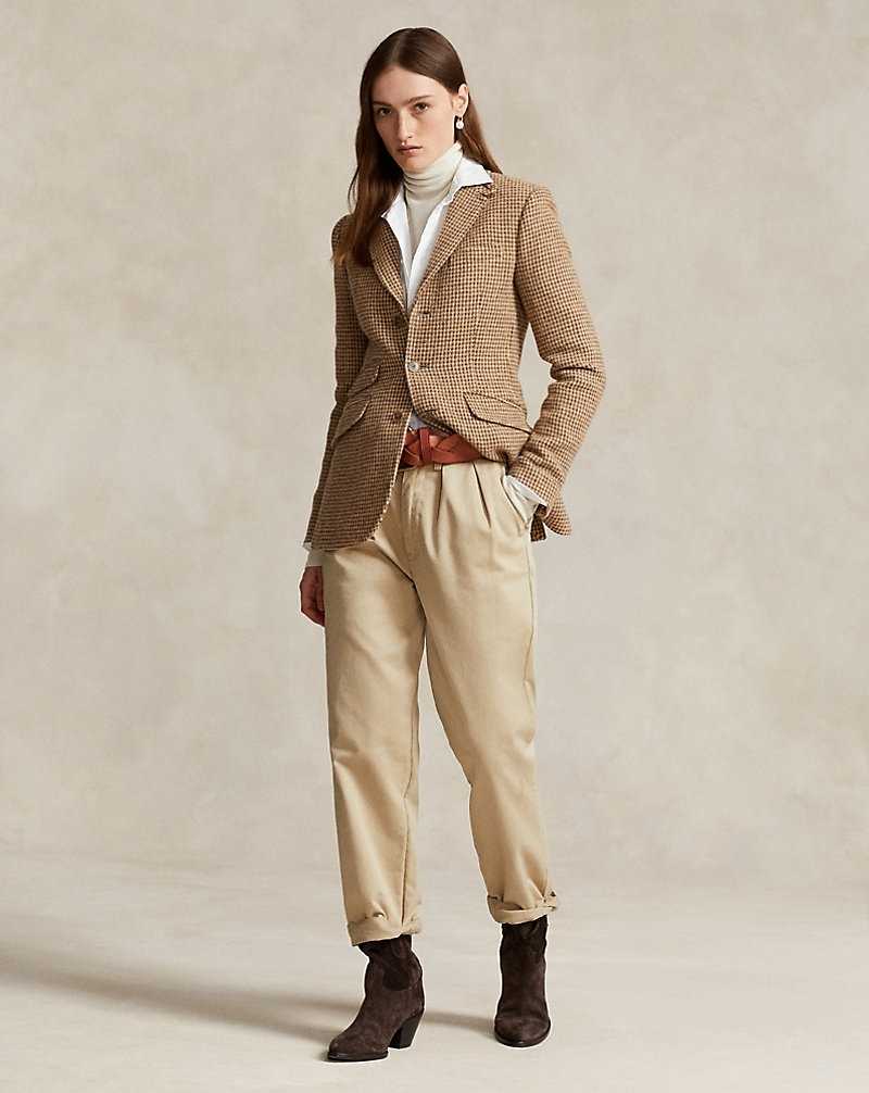 Blazers Ralph Lauren Wool-Blend Twill Hacking Mujer Taupe Birdseye | EGZFLCW-85 - vista 1
