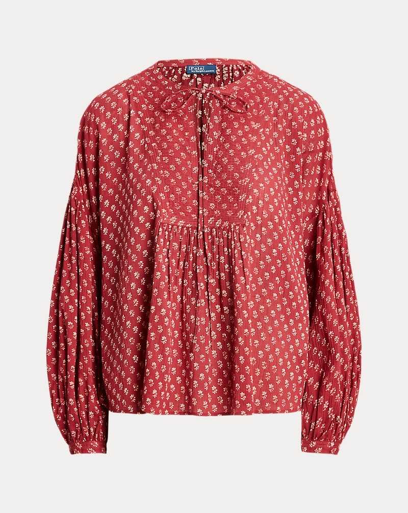 Blusa Ralph Lauren Cotton Gauze Tie-Neck Mujer 1767 Lily Woodblock | FYKPRTS-08 - vista 2
