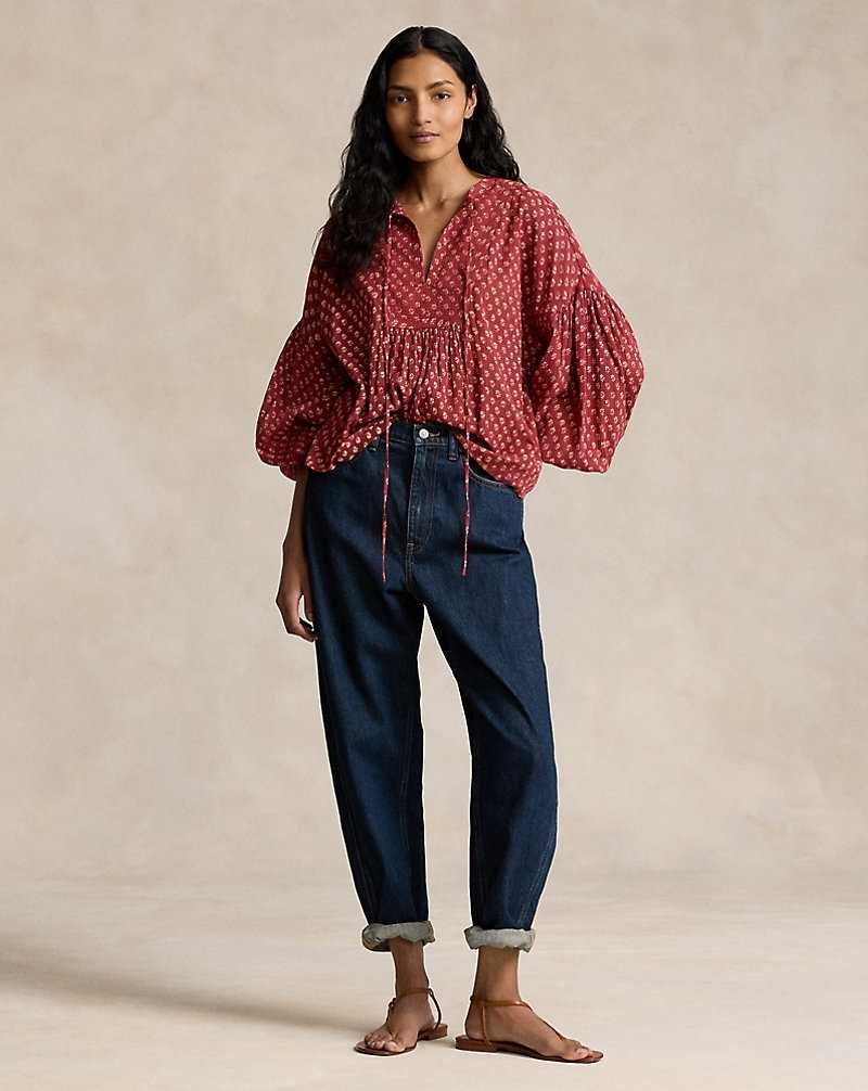 Blusa Ralph Lauren Cotton Gauze Tie-Neck Mujer 1767 Lily Woodblock | FYKPRTS-08 - vista 3