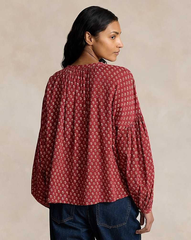 Blusa Ralph Lauren Cotton Gauze Tie-Neck Mujer 1767 Lily Woodblock | FYKPRTS-08 - vista 4