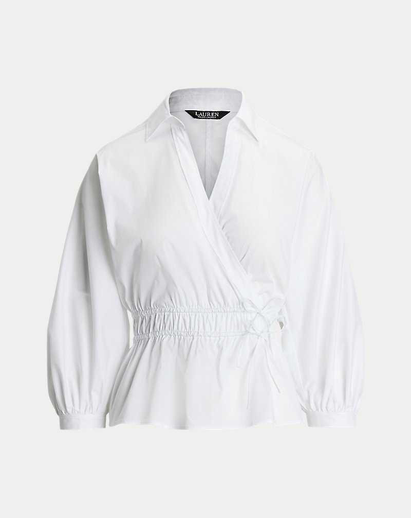 Blusa Ralph Lauren Cotton-Blend Peplum Mujer Blancos | QMAFUHP-02 - vista 2