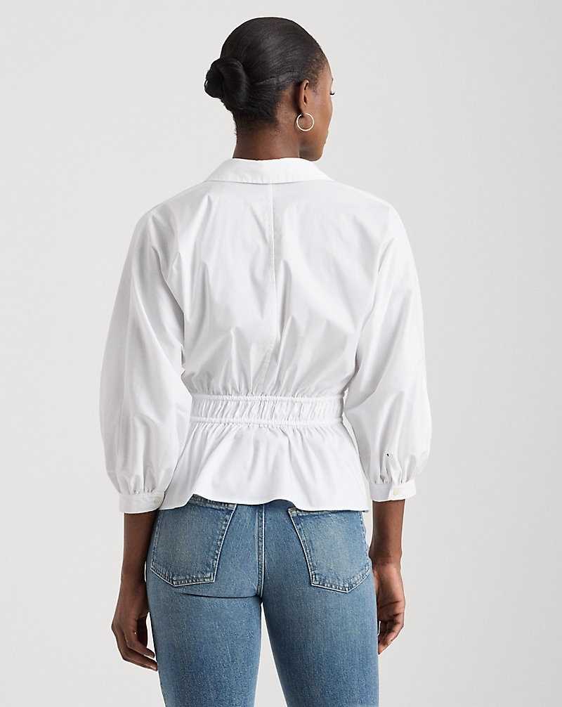 Blusa Ralph Lauren Cotton-Blend Peplum Mujer Blancos | QMAFUHP-02 - vista 4