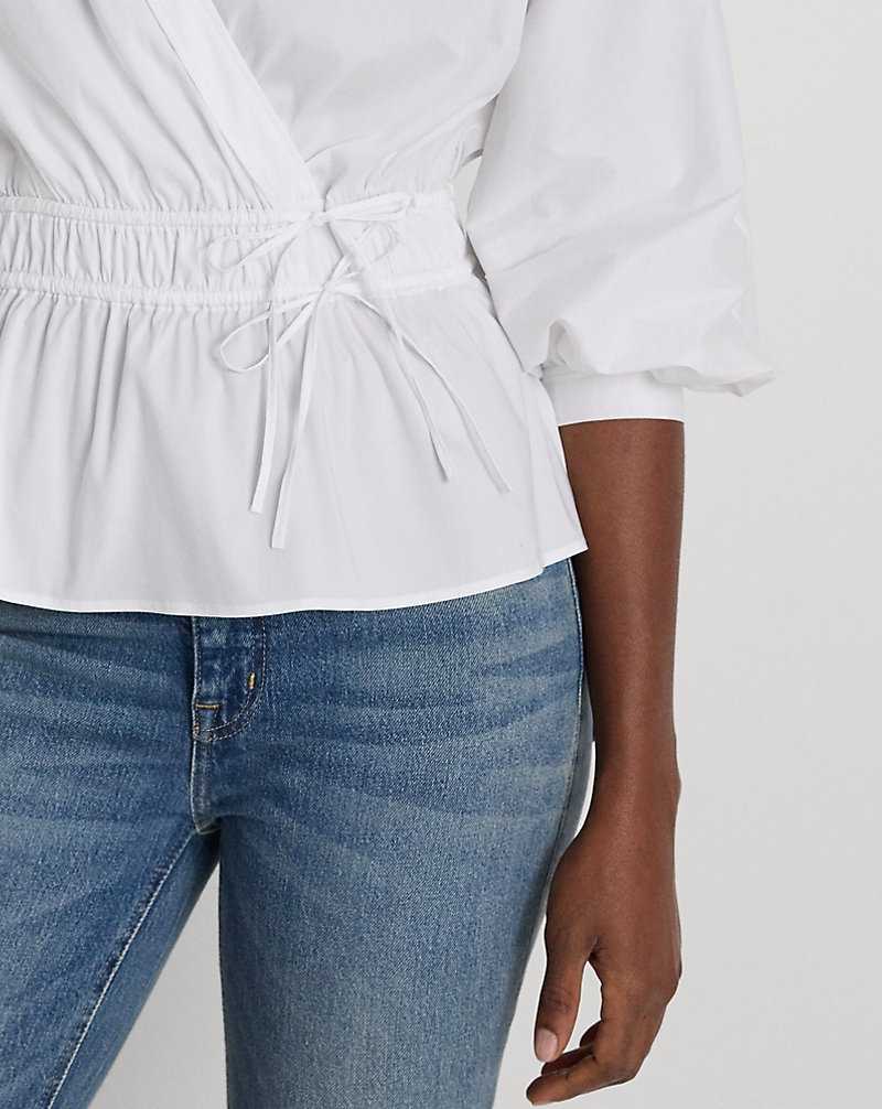 Blusa Ralph Lauren Cotton-Blend Peplum Mujer Blancos | QMAFUHP-02 - vista 5