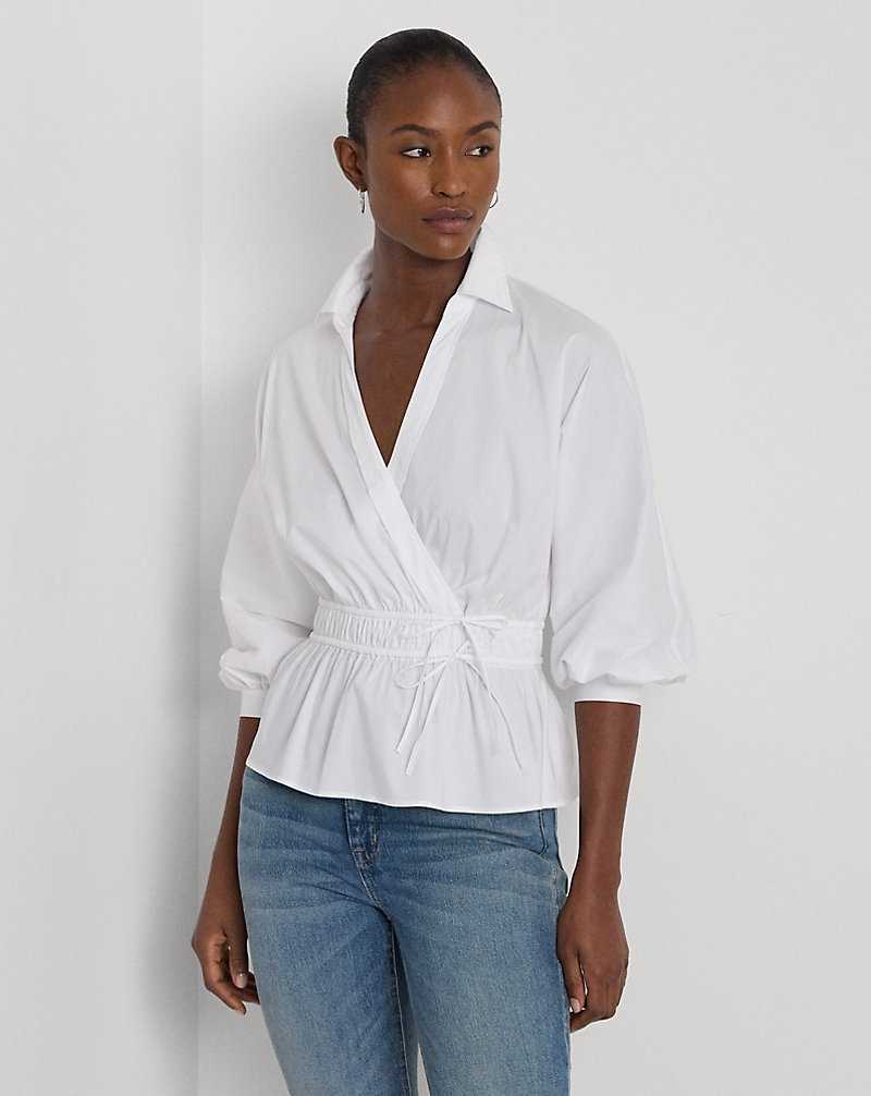 Blusa Ralph Lauren Cotton-Blend Peplum Mujer Blancos | QMAFUHP-02 - vista 1