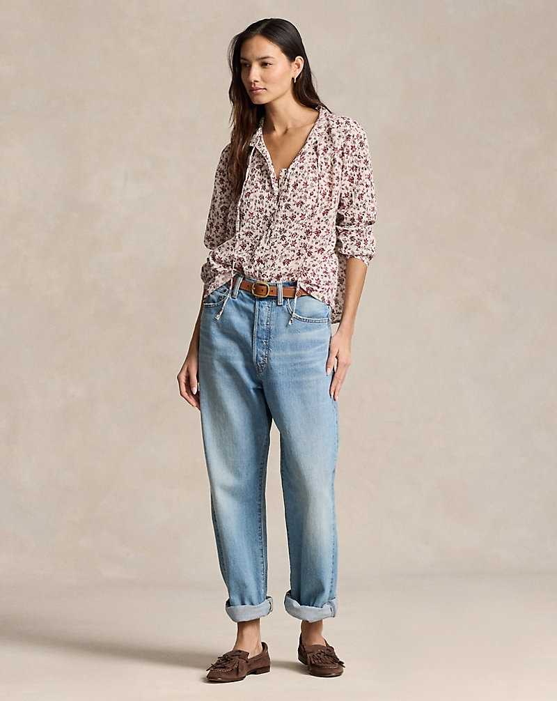 Blusa Ralph Lauren Floral Cotton Gauze Mujer Rosas | HYUWDJS-21 - vista 3