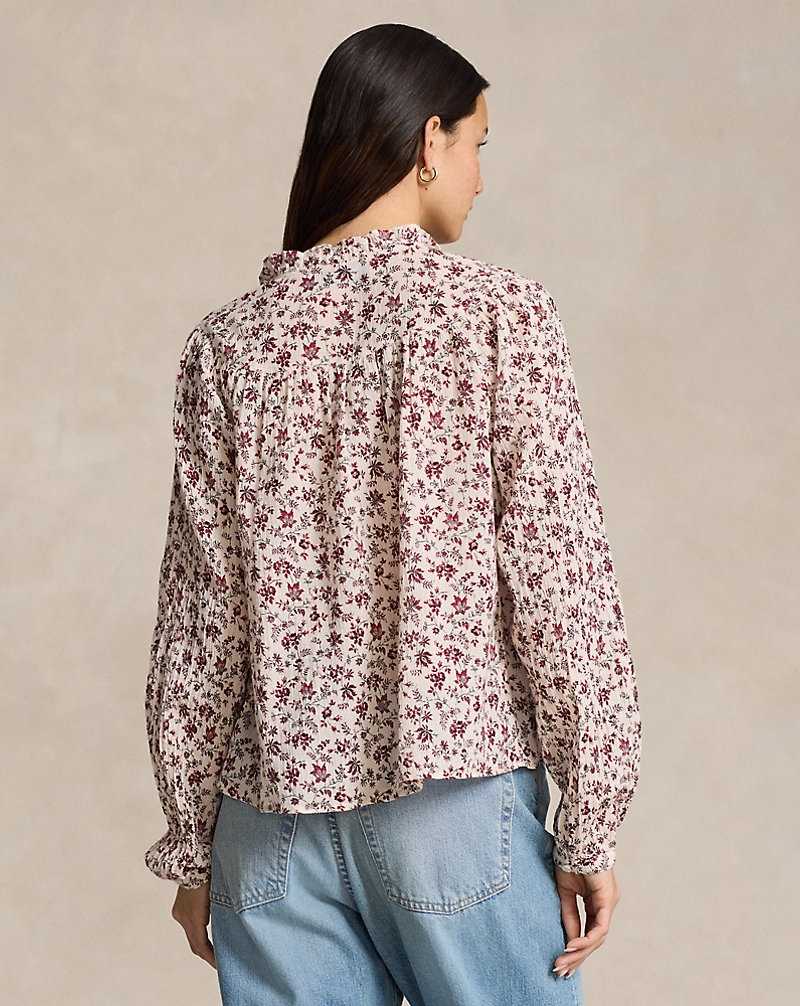Blusa Ralph Lauren Floral Cotton Gauze Mujer Rosas | HYUWDJS-21 - vista 4