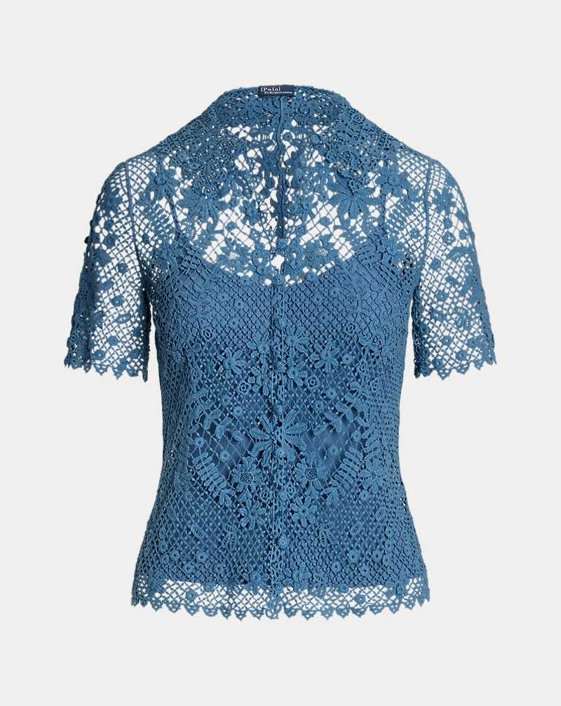 Blusa Ralph Lauren Floral Cotton Lace Mujer Azules | BAOHCJL-43 - vista 2