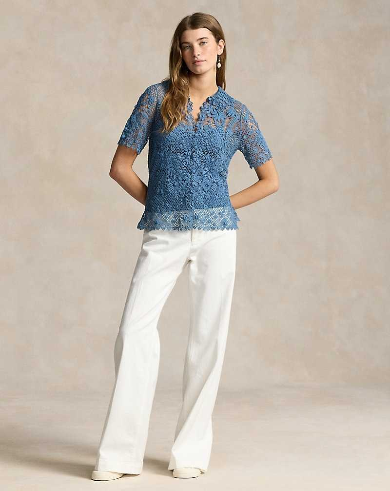 Blusa Ralph Lauren Floral Cotton Lace Mujer Azules | BAOHCJL-43 - vista 3