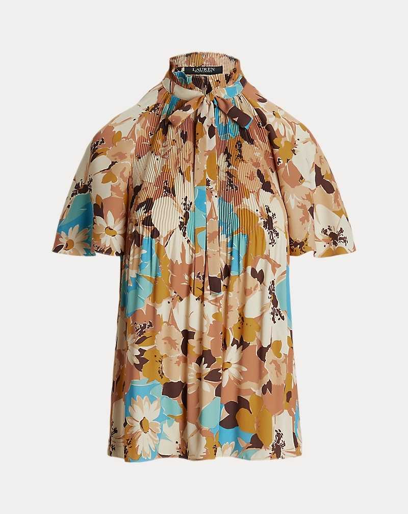 Blusa Ralph Lauren Floral Pleated Georgette Mujer Creme | AWMSXTF-32 - vista 2