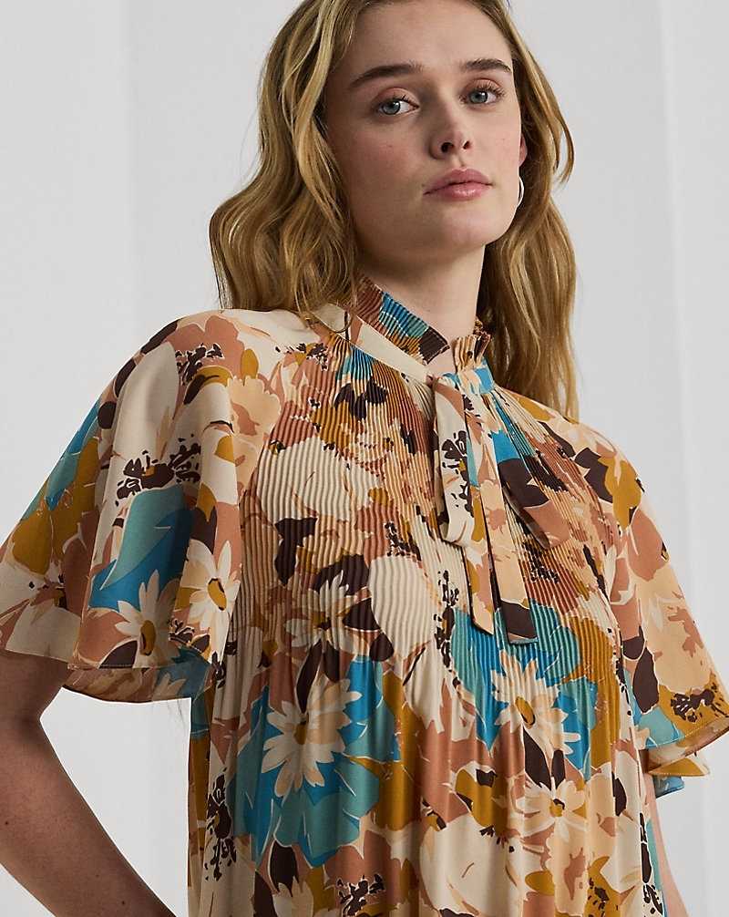 Blusa Ralph Lauren Floral Pleated Georgette Mujer Creme | AWMSXTF-32 - vista 5