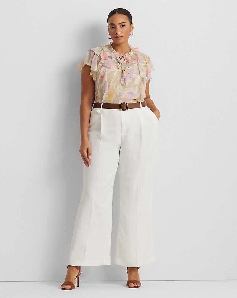 Blusa Ralph Lauren Floral Ruffle-Trim Georgette Mujer Creme | FIROECX-79 - vista 3