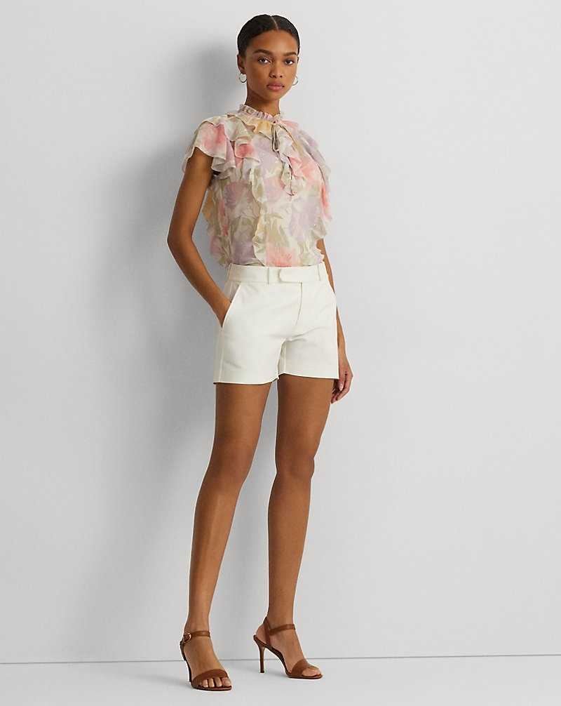 Blusa Ralph Lauren Floral Ruffle-Trim Georgette Mujer Creme | TUNBFCI-13 - vista 3