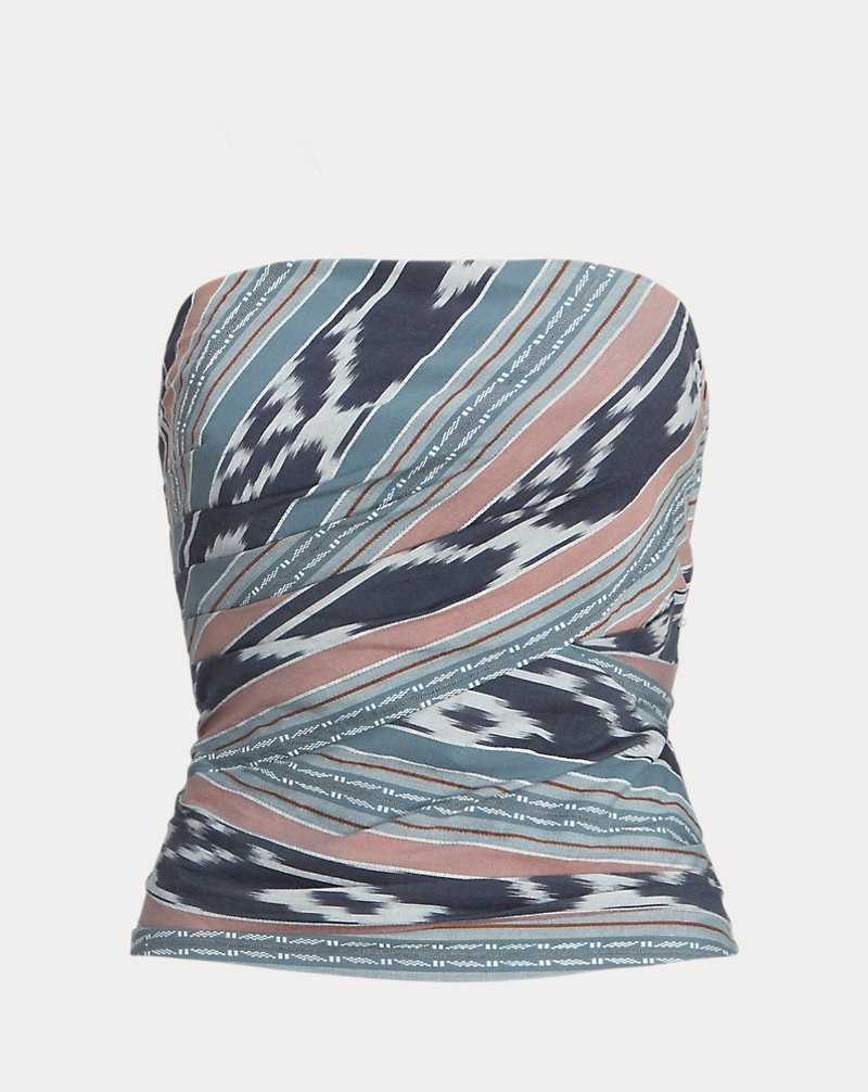 Blusa Ralph Lauren Geo-Stripe Cotton Strapless Mujer Azul Marino | UXRONYM-86 - vista 2