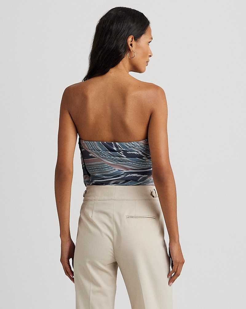 Blusa Ralph Lauren Geo-Stripe Cotton Strapless Mujer Azul Marino | UXRONYM-86 - vista 4