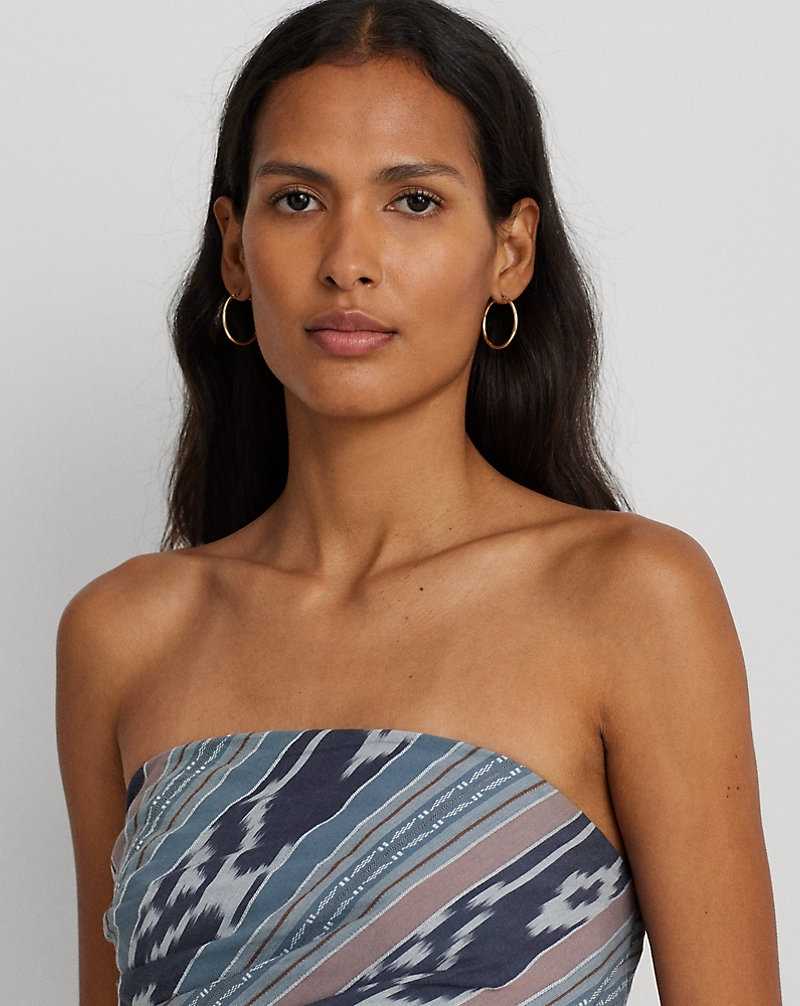 Blusa Ralph Lauren Geo-Stripe Cotton Strapless Mujer Azul Marino | UXRONYM-86 - vista 5