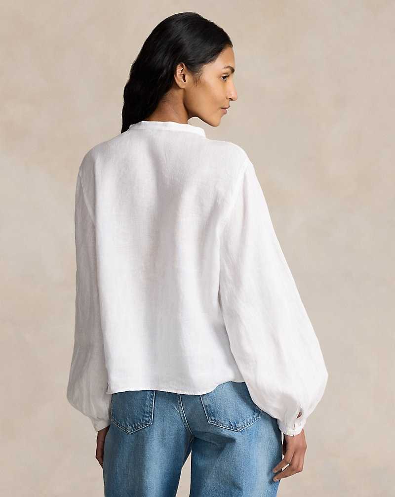 Blusa Ralph Lauren Linen Mujer Blancos | DHMVPUW-60 - vista 4