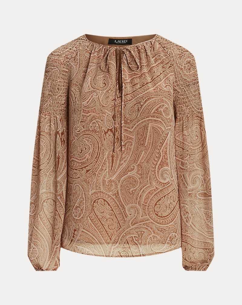 Blusa Ralph Lauren Paisley Georgette Tie-Neck Mujer Tan/Cream/Pink | CSJTZUX-03 - vista 2