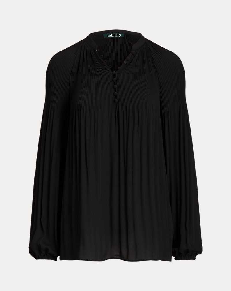 Blusa Ralph Lauren Pleated Georgette Mujer Negros | ZMCJXDY-29 - vista 2