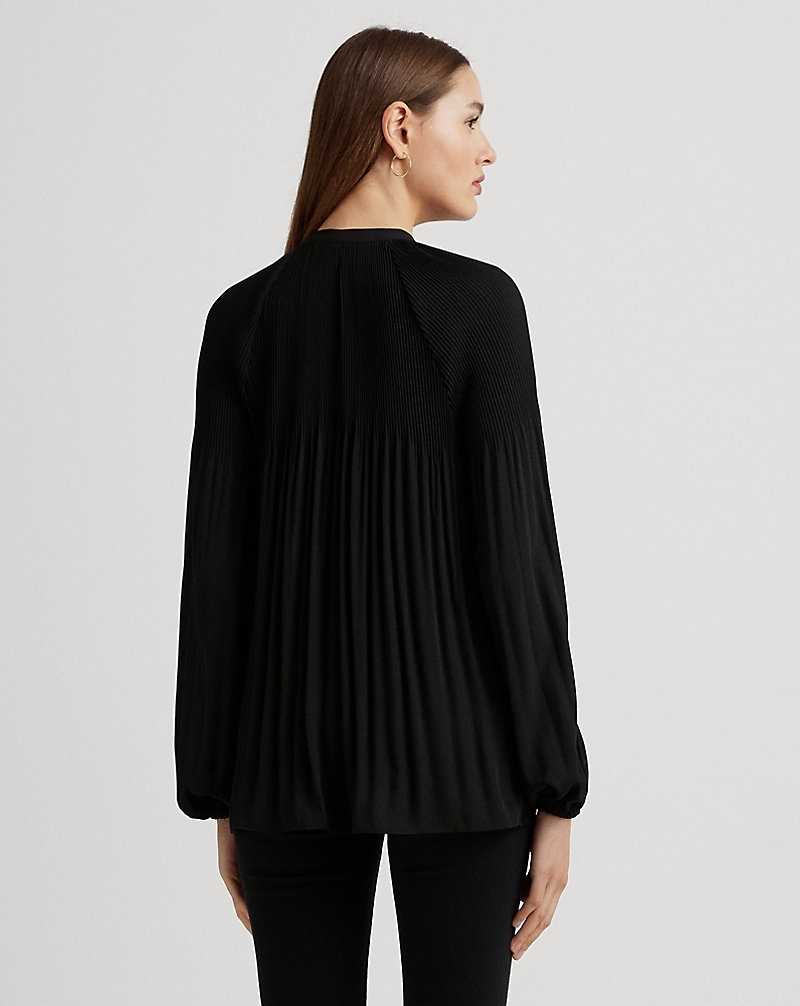 Blusa Ralph Lauren Pleated Georgette Mujer Negros | ZMCJXDY-29 - vista 4