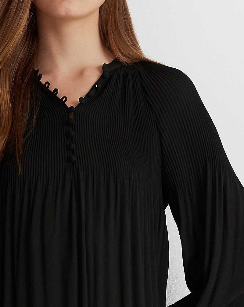Blusa Ralph Lauren Pleated Georgette Mujer Negros | ZMCJXDY-29 - vista 5