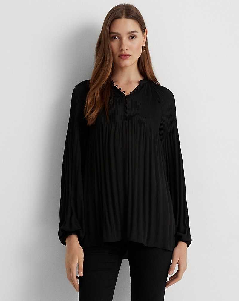 Blusa Ralph Lauren Pleated Georgette Mujer Negros | ZMCJXDY-29 - vista 1