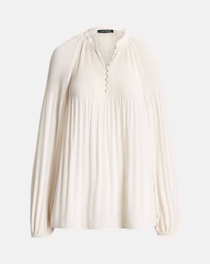 Blusa Ralph Lauren Pleated Georgette Mujer Creme | JMTVWKP-06 - vista 2