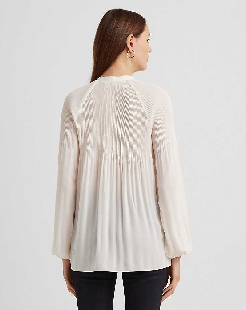 Blusa Ralph Lauren Pleated Georgette Mujer Creme | JMTVWKP-06 - vista 4