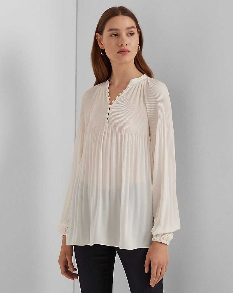 Blusa Ralph Lauren Pleated Georgette Mujer Creme | JMTVWKP-06 - vista 1
