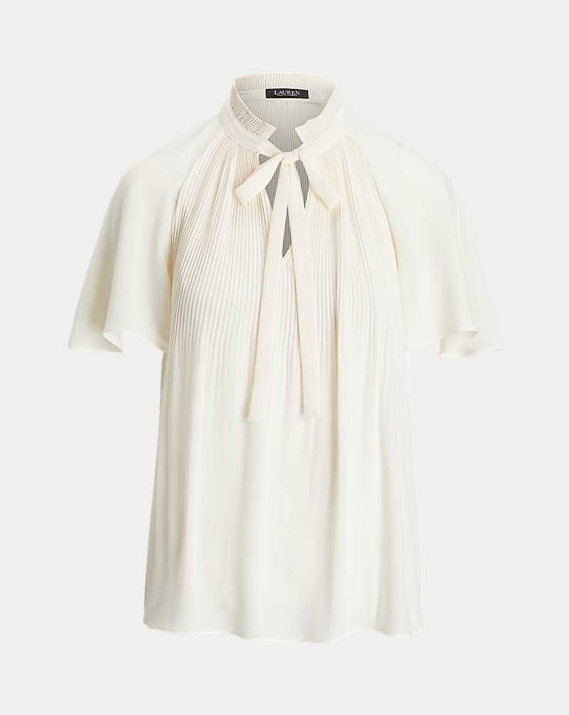 Blusa Ralph Lauren Pleated Georgette Mujer Creme | RJIWOAS-19 - vista 2