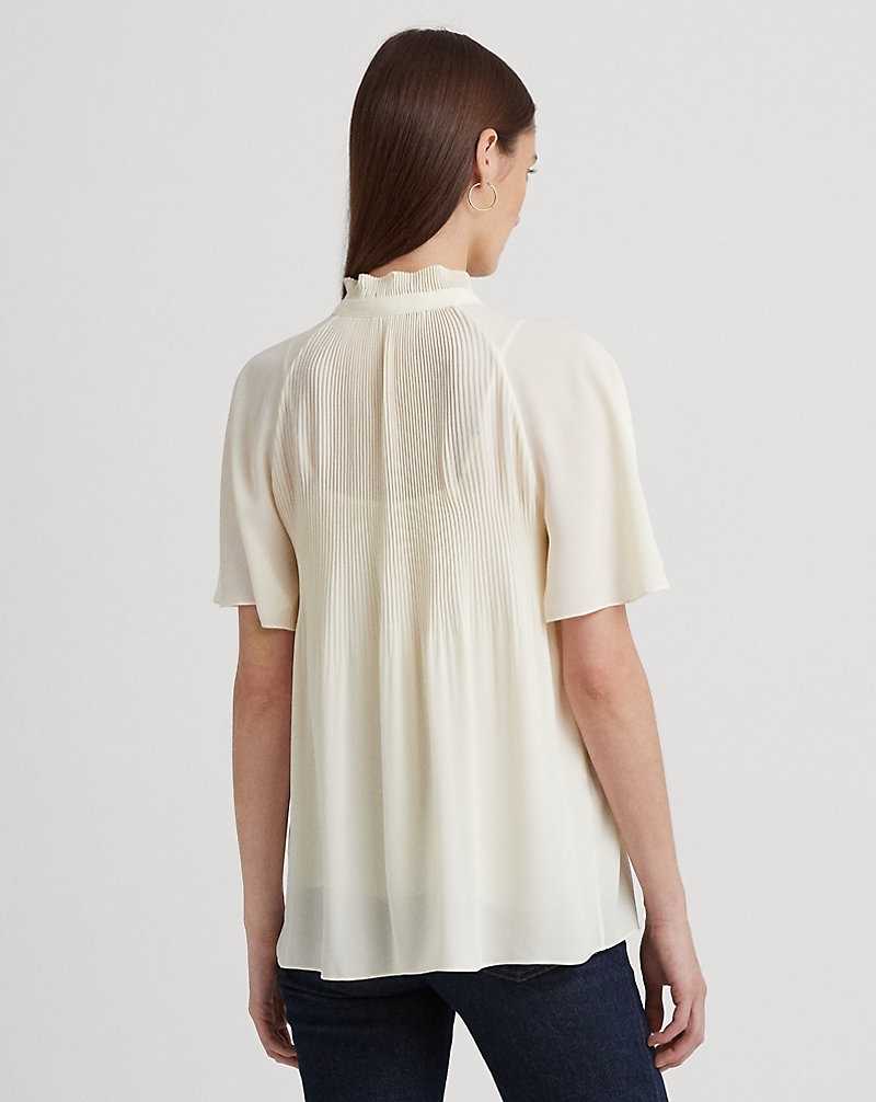Blusa Ralph Lauren Pleated Georgette Mujer Creme | RJIWOAS-19 - vista 4
