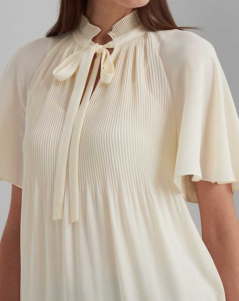 Blusa Ralph Lauren Pleated Georgette Mujer Creme | RJIWOAS-19 - vista 5