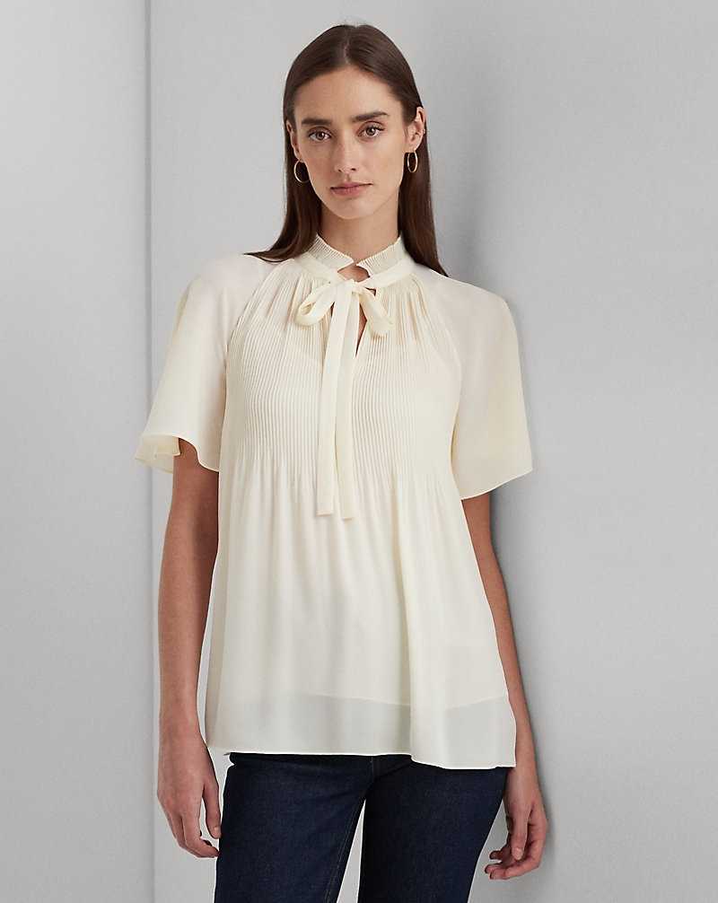 Blusa Ralph Lauren Pleated Georgette Mujer Creme | RJIWOAS-19 - vista 1