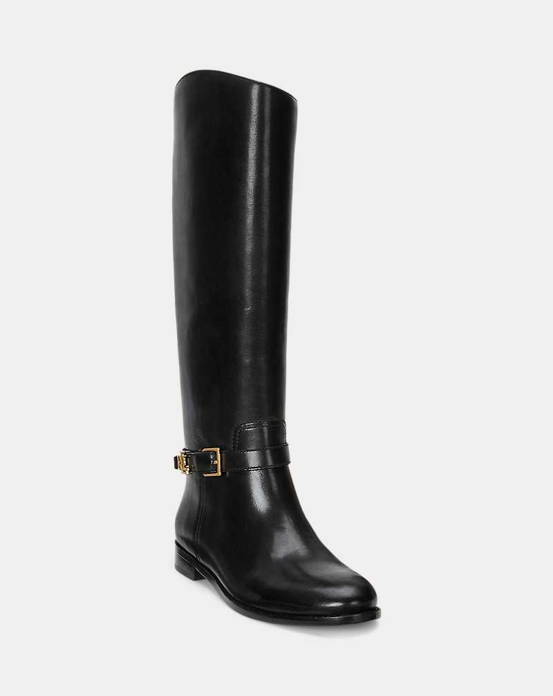 Botas Ralph Lauren Brooke Burnished Leather Riding Mujer Negros | YNUCROZ-43 - vista 2