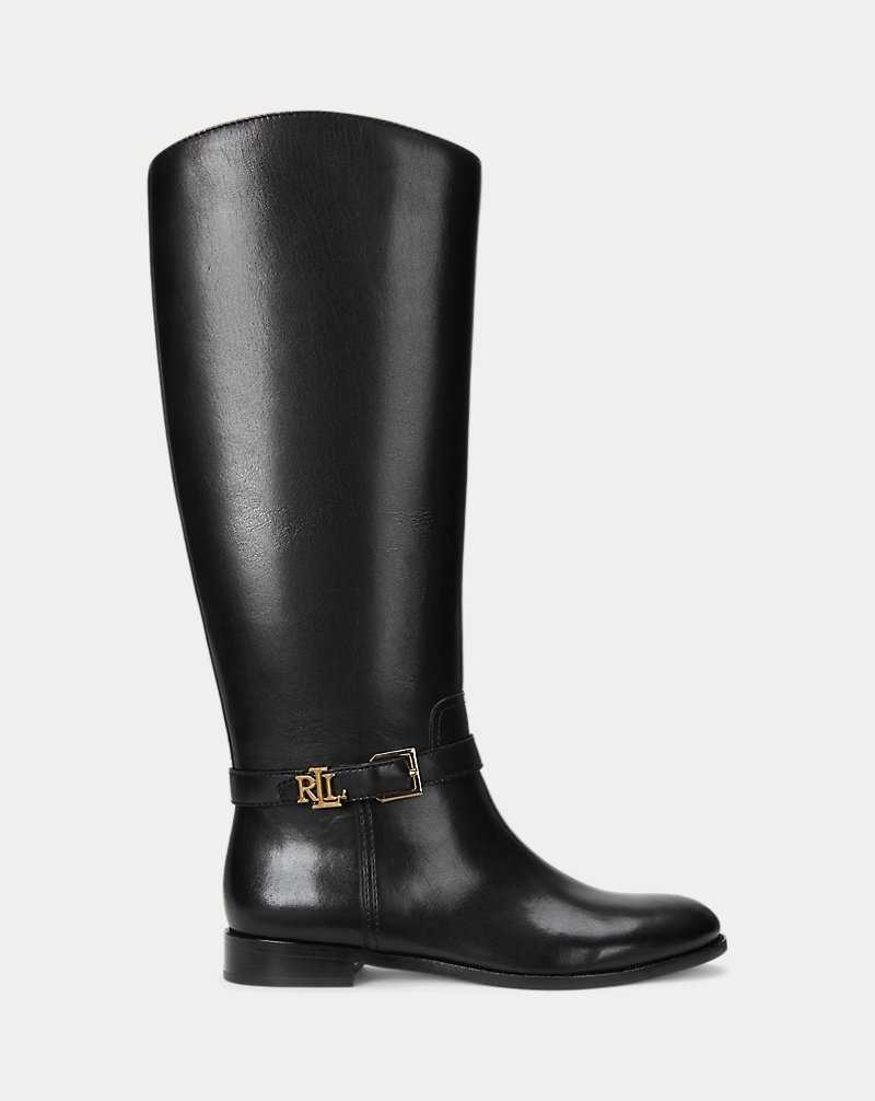 Botas Ralph Lauren Brooke Burnished Leather Riding Mujer Negros | YNUCROZ-43 - vista 1